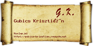 Gubics Krisztián névjegykártya